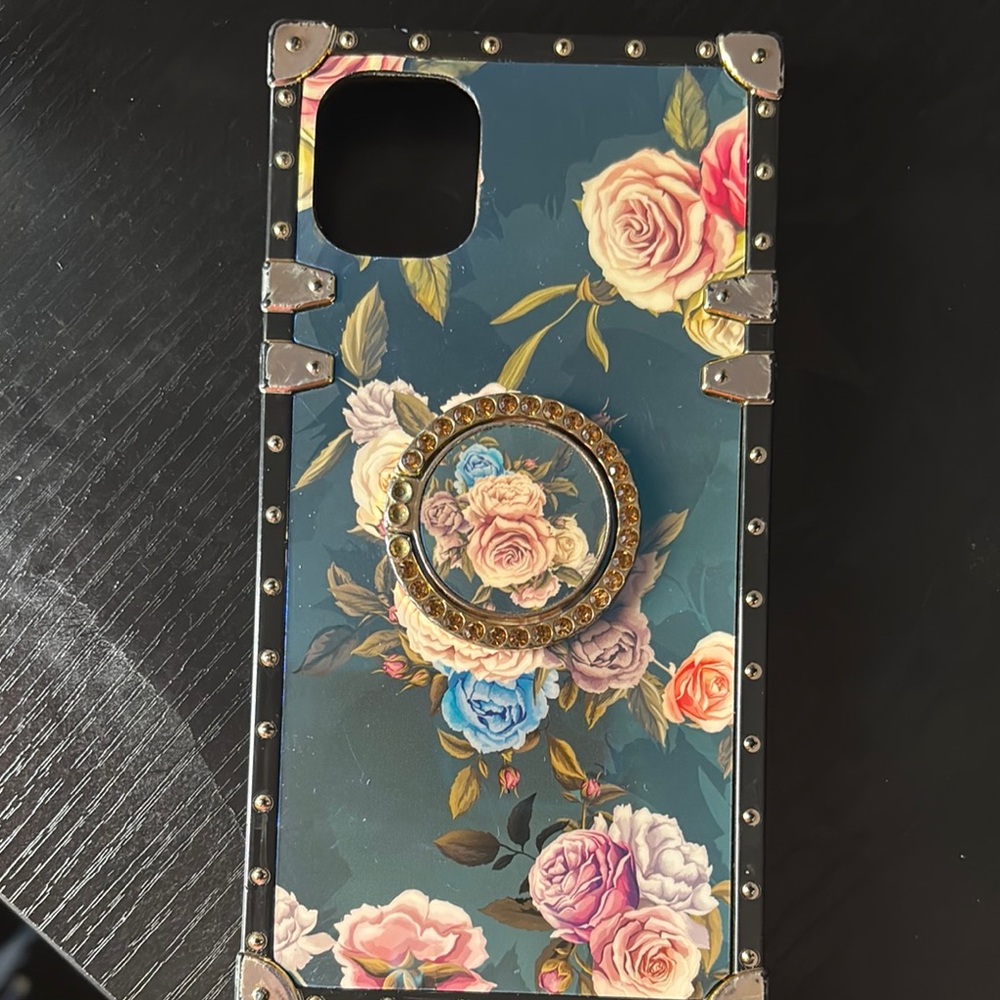 Blue Floral iPhone 11 phone Case with Gold Accents